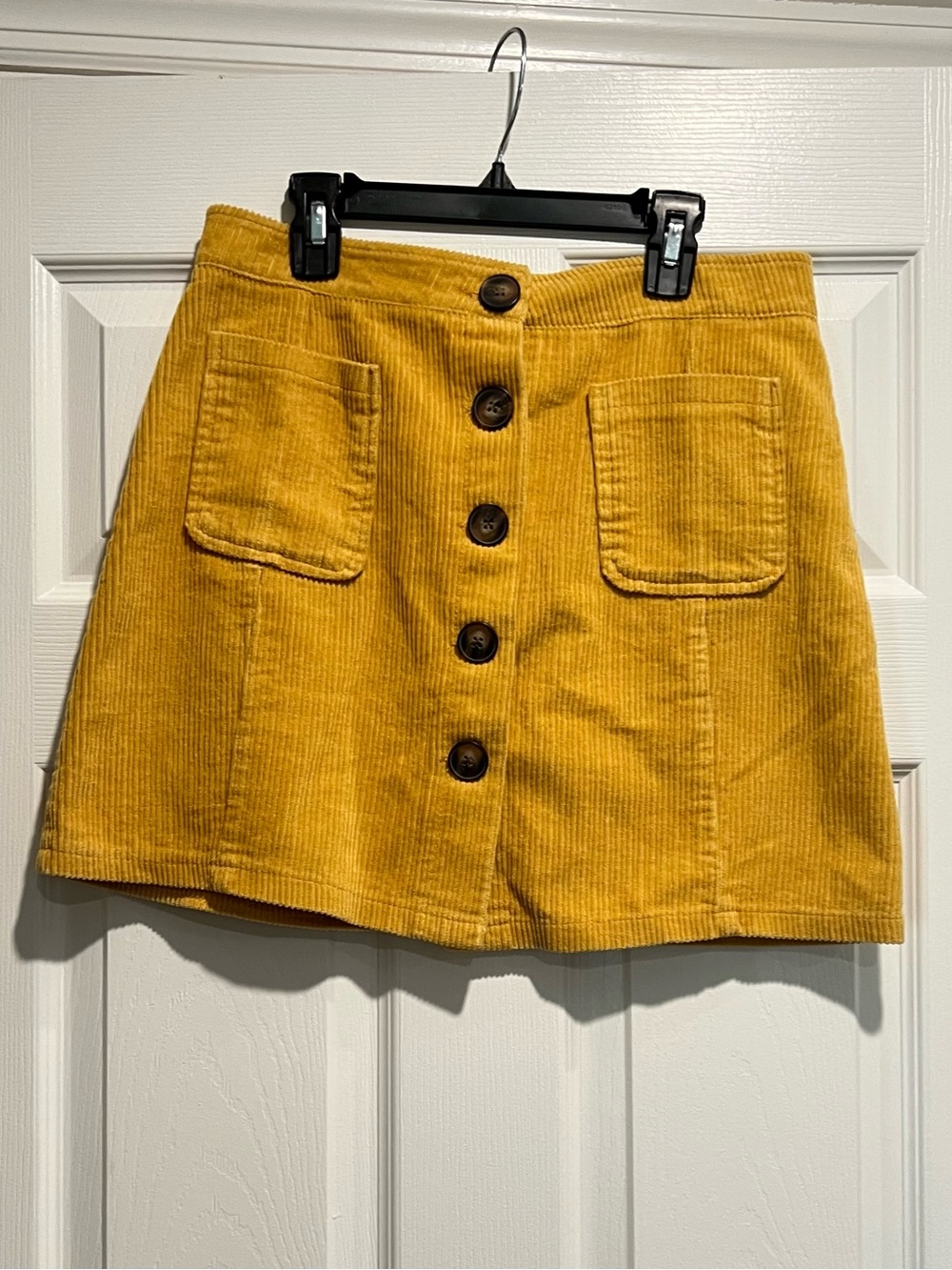 Button-Front Corduroy Skirt